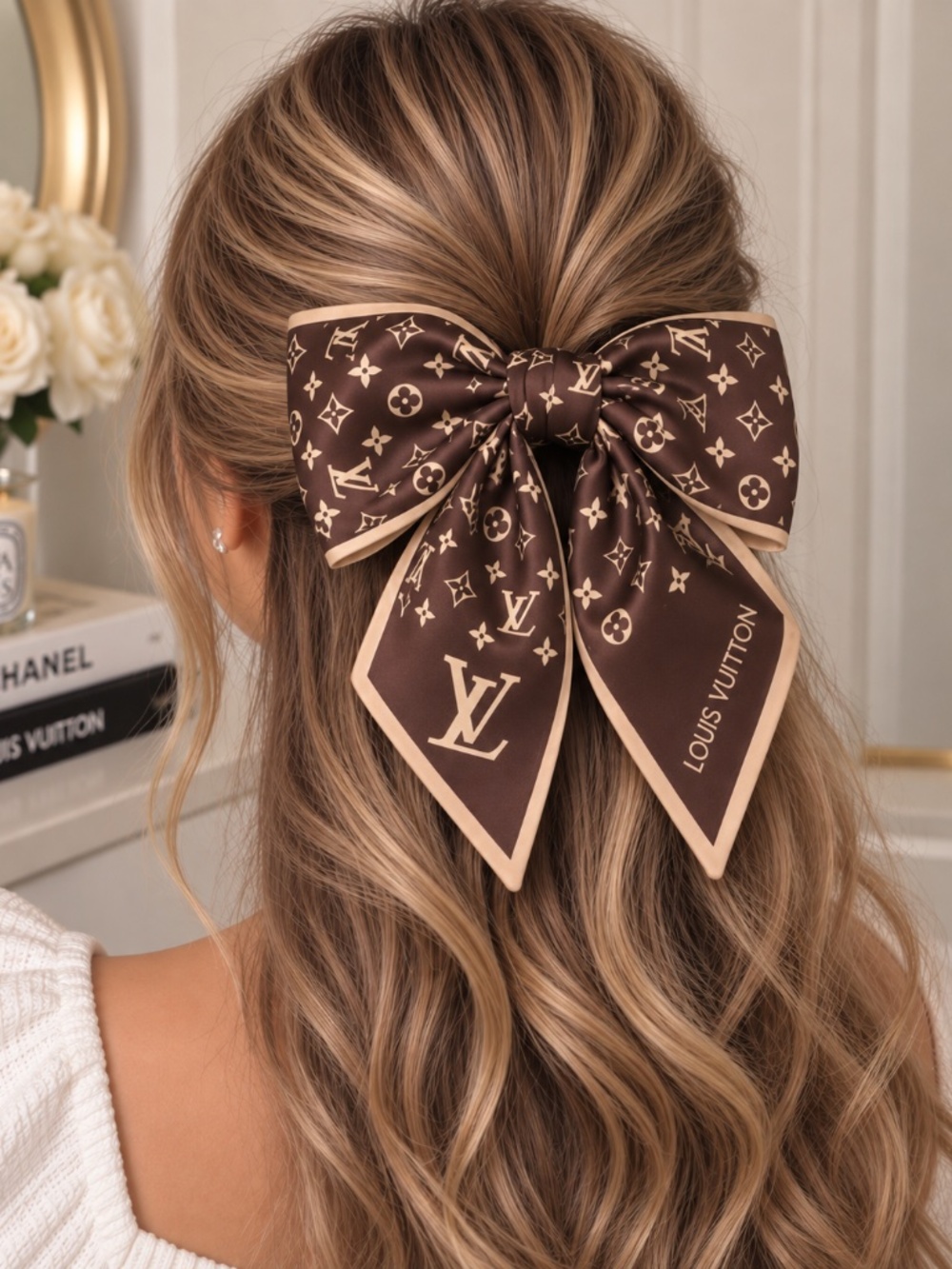 Brown LV Style Hair Clip